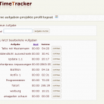 Überblicksseite der Zeiterfassung